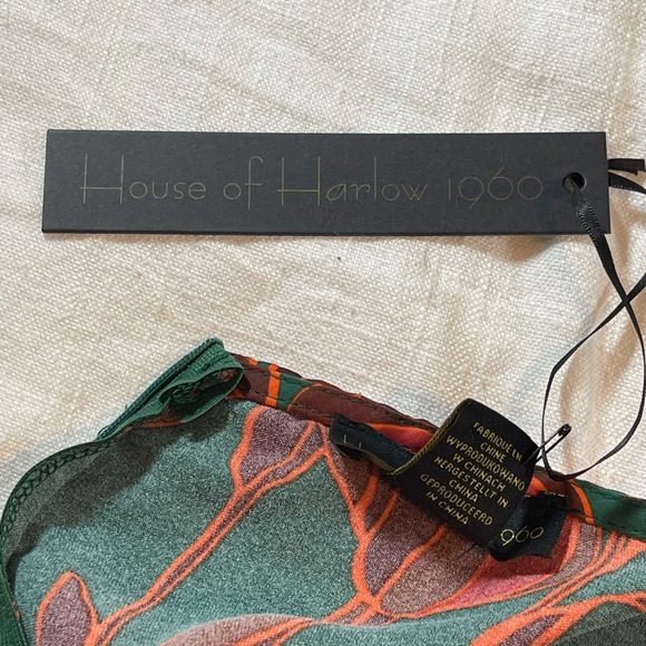 House of Harlow 1960 Satin Maxi Floral Dress Spaghetti Straps Open Back Sash XS - Picture 8 of 13